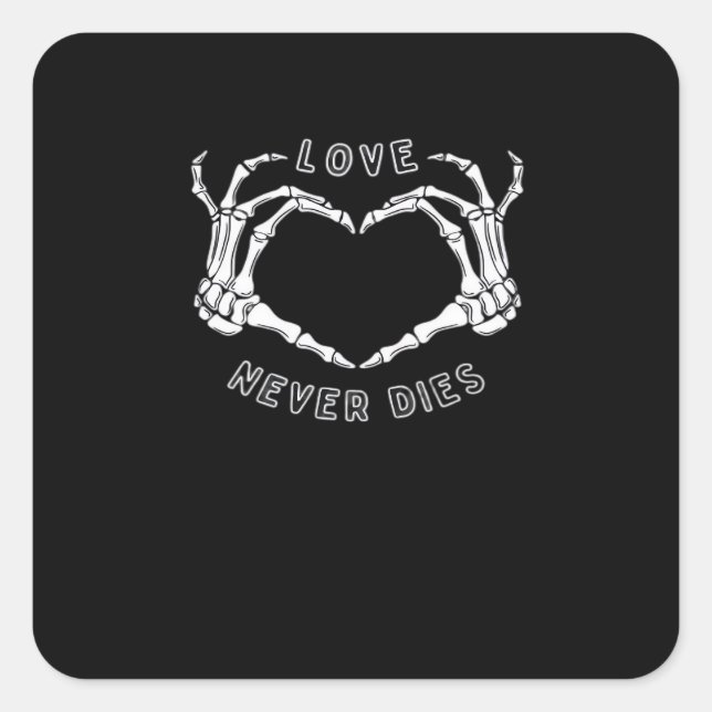 Pegatina Cuadrada Skeleton Heart Hands Funny y Classic (Anverso)