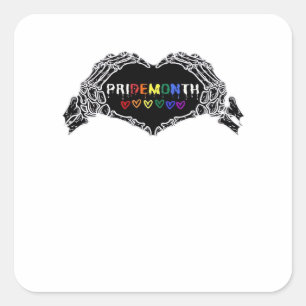 Pegatina Cuadrada Skeleton Heart Hands LGBTQIA