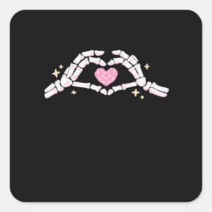 Pegatina Cuadrada Skeleton Mands Heart Funny