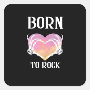 Pegatina Cuadrada Skeleton Manos Corazón Gráfico Para Clásico