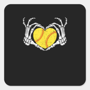 Pegatina Cuadrada Skeleton Manos Corazón Halloween Disstume Softball