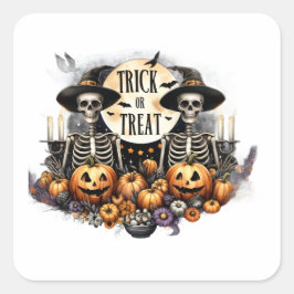 Pegatina Cuadrada Skeleton Party