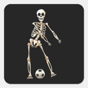 Pegatina Cuadrada Skeleton Soccer Halloween Flossing Dance Cosplay
