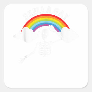 Pegatina Cuadrada Skella Gay Spooky Halloween Skeleton LGBT