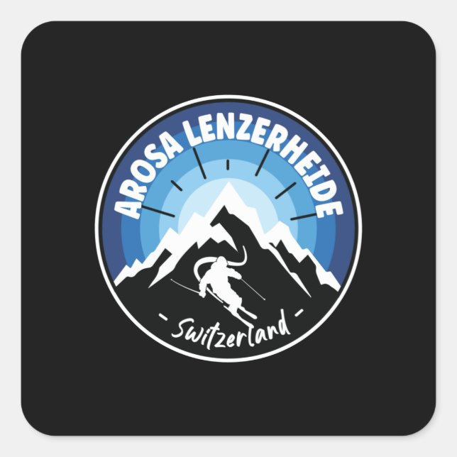 Pegatina Cuadrada Ski Arosa Lenzerheide Switzerland Blue (Anverso)
