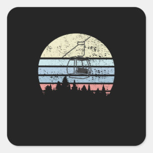 Pegatina Cuadrada Ski Lift Retro