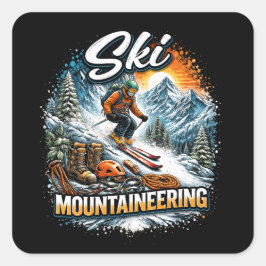 Pegatina Cuadrada Ski Mountaineering
