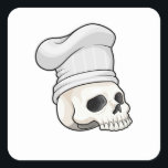 Pegatina Cuadrada Skull as Cook with Chef hat<br><div class="desc">This design is the perfect gift for a birthday,  Christmas and other celebrations. It is suitable for women,  men and kids.</div>