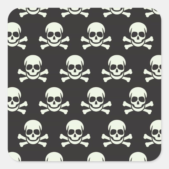 Pegatina Cuadrada Skull & Crossbone (Anverso)