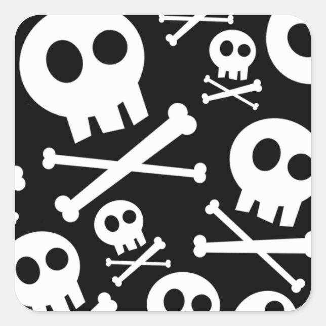 Pegatina Cuadrada Skull & Crossbone (Anverso)