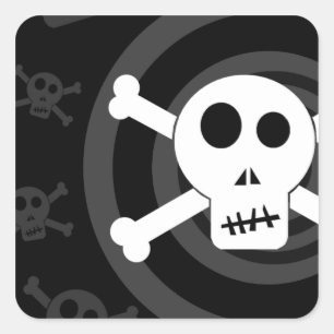 Pegatina Cuadrada Skull & Crossbone