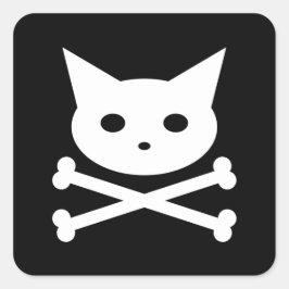 Pegatina Cuadrada Skull Kitty