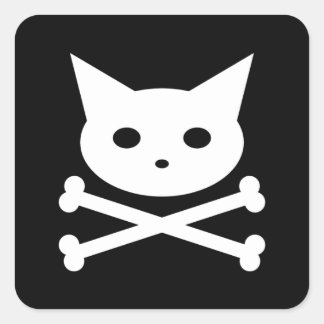 Pegatina Cuadrada Skull Kitty