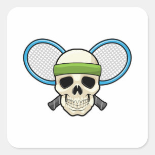 Pegatina Cuadrada Skull Tennis Tennis