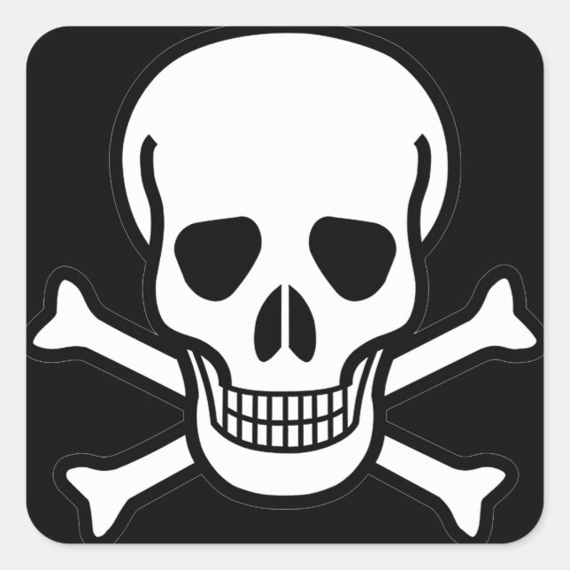 Pegatina Cuadrada Skull y Crossbone (Anverso)