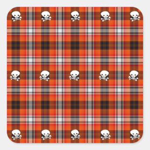 Pegatina Cuadrada Skull y Crossbone Red and Black Plantas
