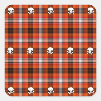 Pegatina Cuadrada Skull y Crossbone Red and Black Plantas
