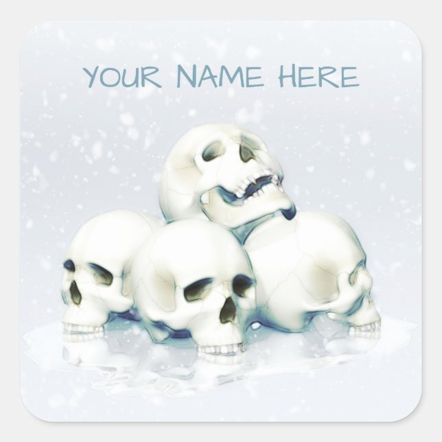 Pegatina Cuadrada Skulls in the snow. Personalized (Anverso)