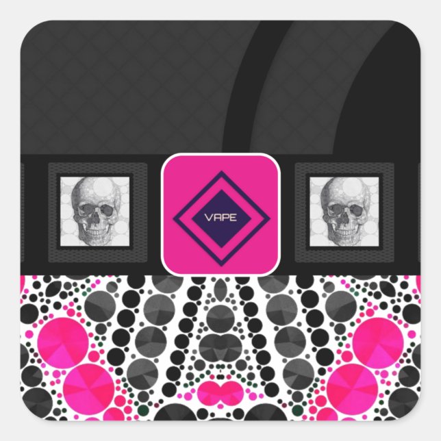 Pegatina Cuadrada Skulls Vape Zebra Bing (Anverso)