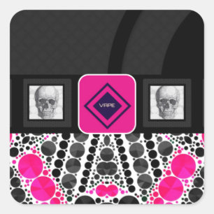 Pegatina Cuadrada Skulls Vape Zebra Bing