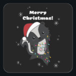 Pegatina Cuadrada Skunk Christmas Skunks Winter Animals<br><div class="desc">The skunk for Christmas with fairy lights. Funny animals with gifts and snow to the holidays. Also funny for Christmas in July. Stinkiers are sweet animals and perfect for Christmas.</div>