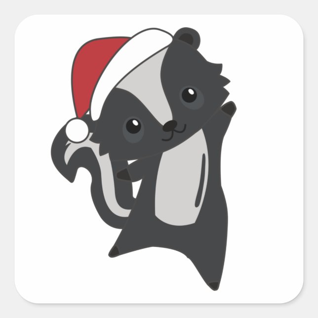 Pegatina Cuadrada Skunk Christmas Skunks Winter Animals (Anverso)