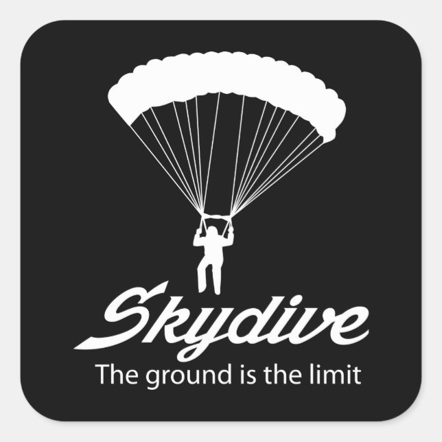 Pegatina Cuadrada Skydive la tierra es el límite (Anverso)