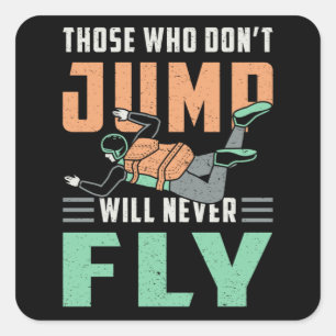 Pegatina Cuadrada Skydive Skydive Jump Retro Gracioso Regalo