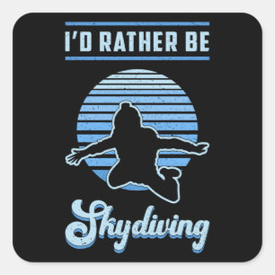 Pegatina Cuadrada Skydiver Paracaidismo Retro Gracioso