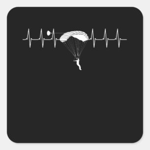 Pegatina Cuadrada Skydiving Parachut Heartbeat Skydive Pulse