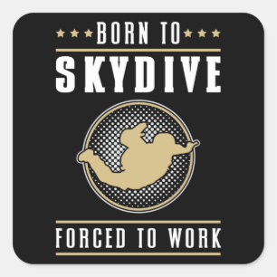 Pegatina Cuadrada Skydiving Skydive Jump Skydiver Plane Funny Gift