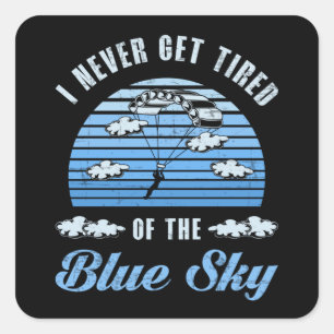 Pegatina Cuadrada Skydiving Skydive Jump Skydiver Retro Gracioso Reg