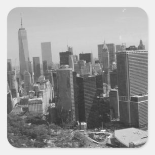 Pegatina Cuadrada Skyline Black White New York