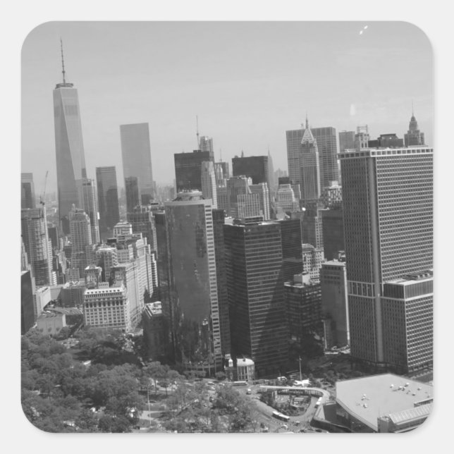Pegatina Cuadrada Skyline Black White New York (Anverso)