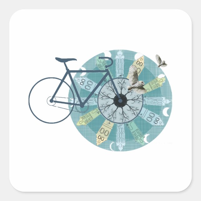 Pegatina Cuadrada Skyline de Ámsterdam (Anverso)