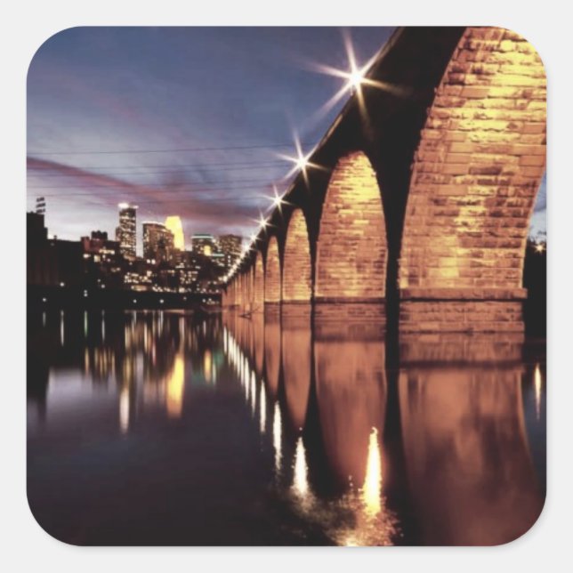 Pegatina Cuadrada Skyline de Stonsearch (Anverso)