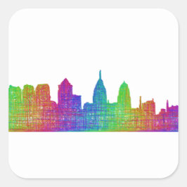 Pegatina Cuadrada Skyline Filadelfia