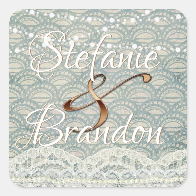 Pegatina Cuadrada Slate Blue Lace (Anverso)