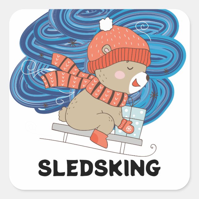 Pegatina Cuadrada Sledsking Personalizable (Anverso)