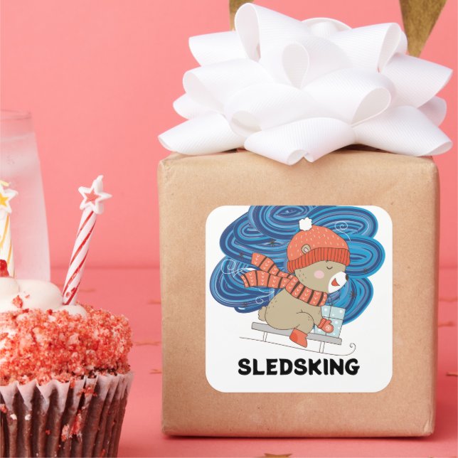 Pegatina Cuadrada Sledsking Personalizable (Fiesta)