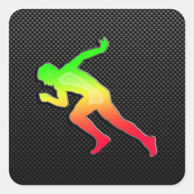 Pegatina Cuadrada Sleek Running (Anverso)