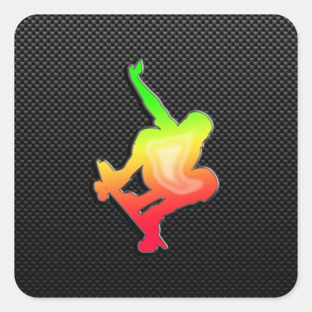 Pegatina Cuadrada Sleek Skateboarding (Anverso)
