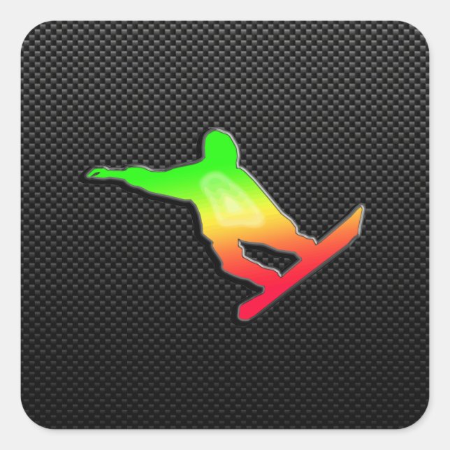 Pegatina Cuadrada Sleek Snowboard (Anverso)