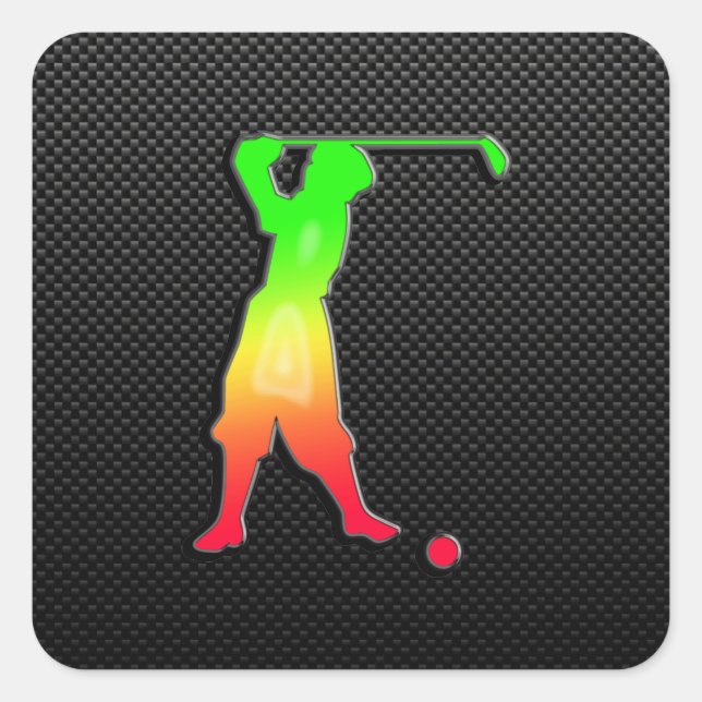 Pegatina Cuadrada Sleek Vintage Golfer (Anverso)