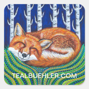 Pegatina Cuadrada sLEEPING fOX
