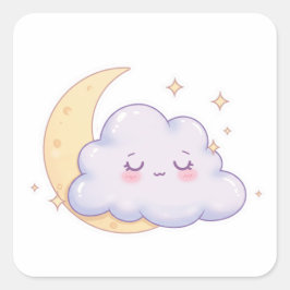 Pegatina Cuadrada Sleepy Cloud – Dreamy Kawaii Magic