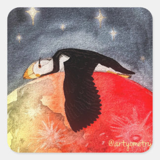 Pegatina Cuadrada Sleepy Puffin