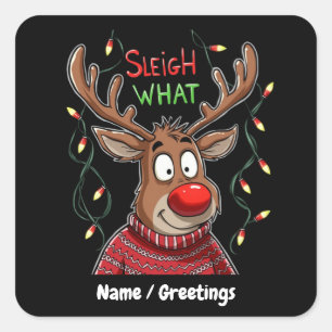Pegatina Cuadrada ¿Sleigh Qué? Una mirada divertidísima sobre la cos