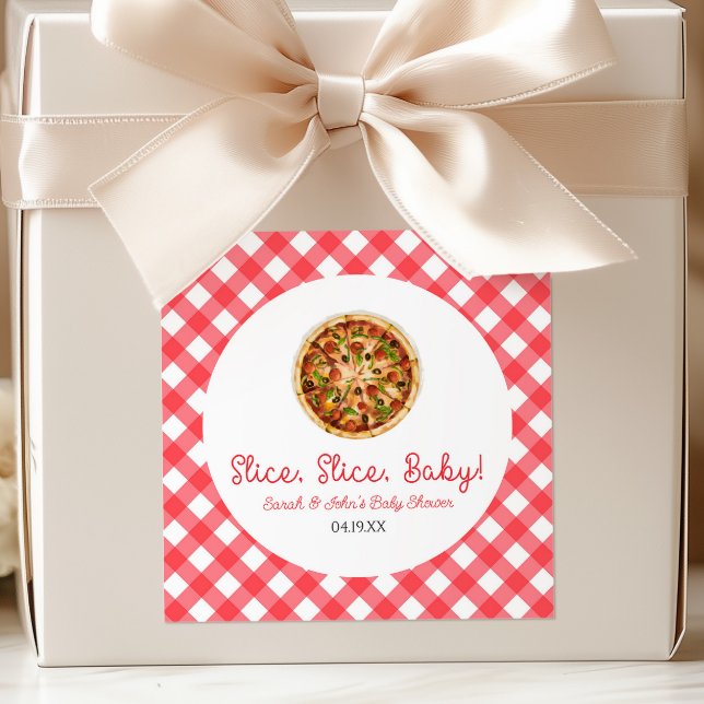 Pegatina Cuadrada ¡Slice, Slice, Bebé! Pizza Baby Shower (Subido por el creador)