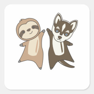 Pegatina Cuadrada Sloky Husky Dog Animal Friends Niños
